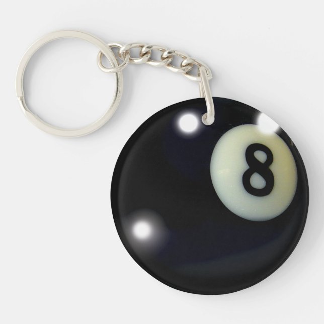 Black 8-Ball Pool Ball Sports Game Design Key Ring (Front)