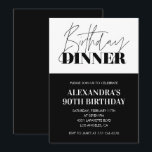 Black 90th birthday invitations Dinner White<br><div class="desc">Black and white 90th birthday invitations Dinner elegant modern</div>