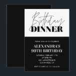 Black 90th birthday invitations Dinner White<br><div class="desc">Black and white 90th birthday invitations Dinner elegant modern</div>