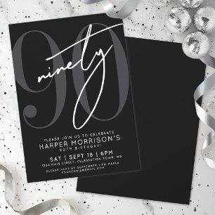 Black 90th Birthday Party Invitation