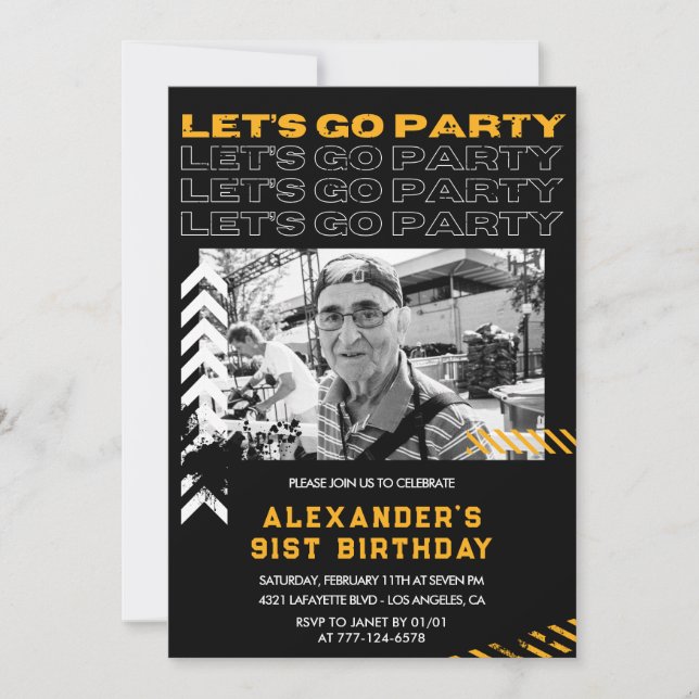 Black 91st birthday invitations Men (Front)