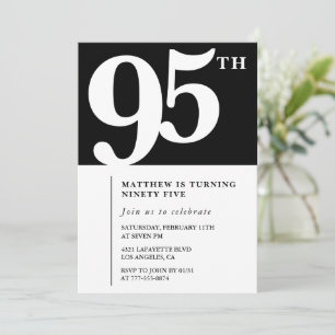 Black 95th birthday invitation Elegant Chic Simple