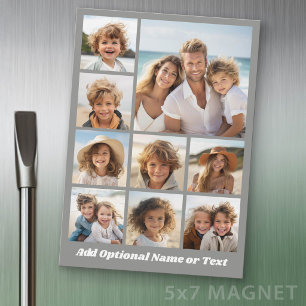 Black 9 Photo Square Collage - white text Magnet