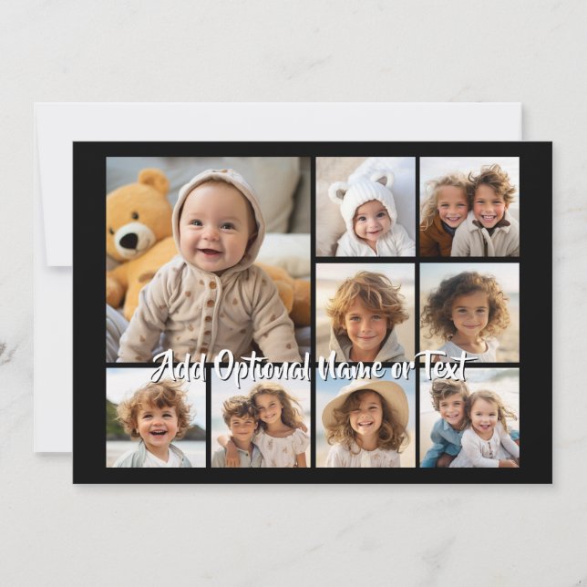 Black 9 Photo Square Collage - with script white (Front)