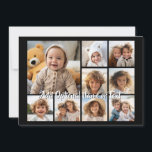 Black 9 Photo Square Collage - with script white<br><div class="desc">You can use square or selfie photos for this design. Use eight square photos to create a unique and personal gift. Or you can keep the hipster puppy and make a trendy keepsake. If you need to adjust the pictures,  click on the customise tool to make changes.</div>