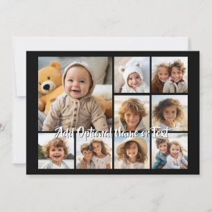 Black 9 Photo Square Collage - with script white