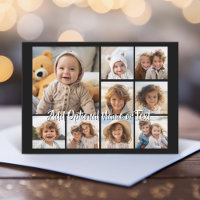 Black 9 Photo Square Collage - with script white