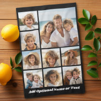 Black 9 Photo Square Collage - with script white