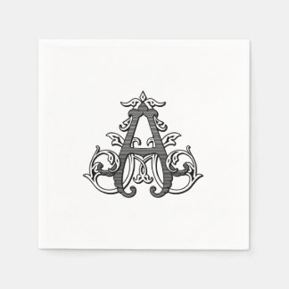 Black "A" Monogram Cocktail Napkins