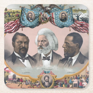 Black Abolitionist Heroes, Bailey Douglass Square Paper Coaster