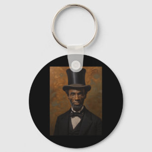 Black Abraham Lincoln Juneteenth Men Afro King Key Ring