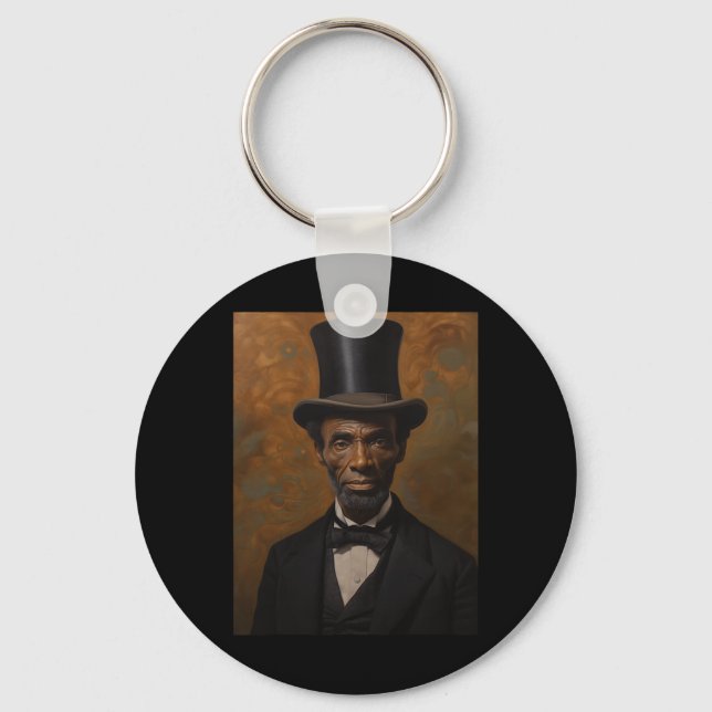 Black Abraham Lincoln Juneteenth Men Afro King  Key Ring (Front)