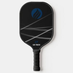 Black Abstract Custom Text Name Pickleball Paddle