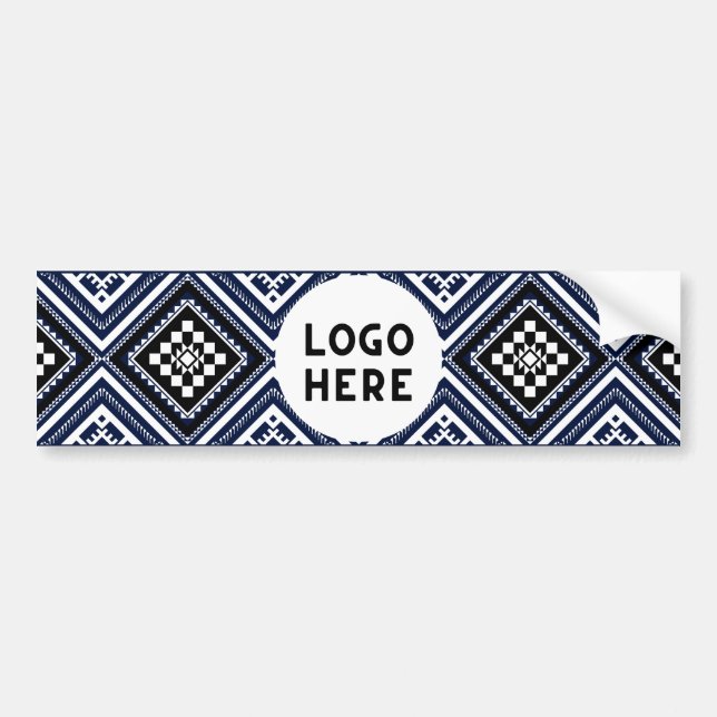 Black Abstract Ethnic Geometric Patterns with Logo Bumper Sticker (Front)