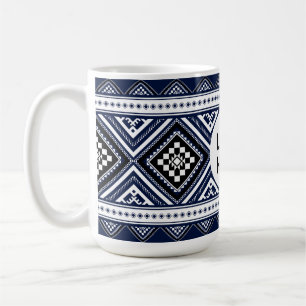 Black Abstract Ethnic Geometric Patterns with Logo Coffee Mug