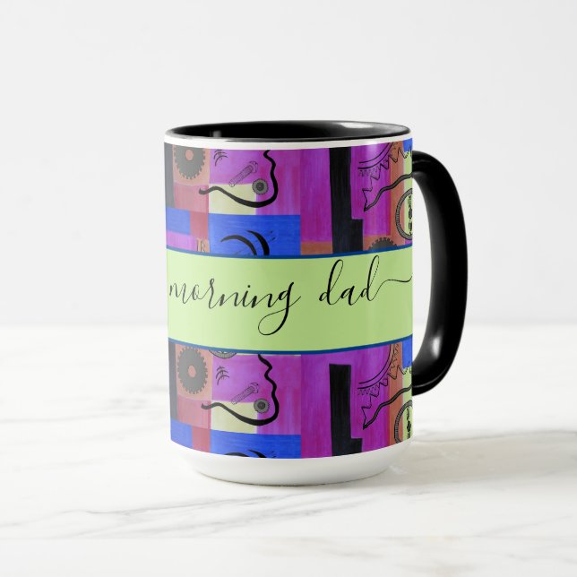 Black Abstract For Dad Bright Ringer 15oz Mug (Front Right)
