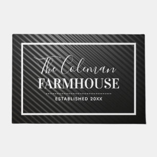 Black abstract metall Farmhouse Family Monogram Doormat