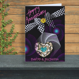 Black Abstract Modern Diamond Happy Anniversary Card