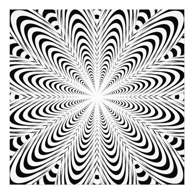 Black abstract optical illusion flower photo print (Front)