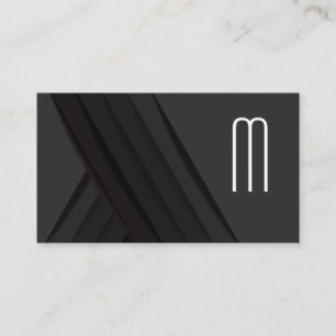 Black Abstract Panels   Monogram Business Card