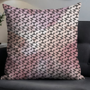 Black Abstract Patten Pink Watercolor Background  Cushion