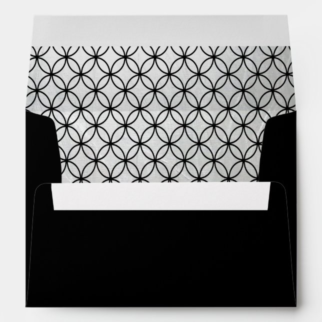 Black Abstract Silver Embossed Inside Lined Envelopes (Back (Bottom))