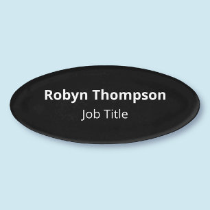 Black Acrylic Oval Shape Name Tag Magnetic