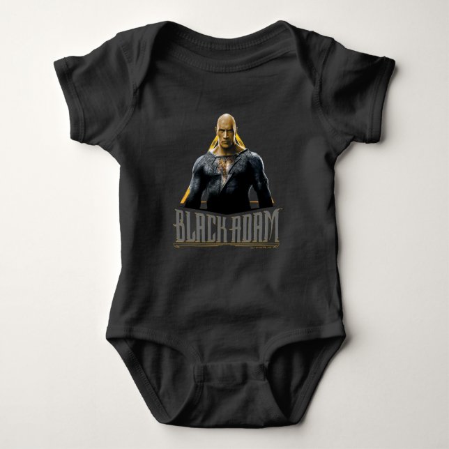 Black Adam Character and Name Graphic Baby Bodysuit (Front)
