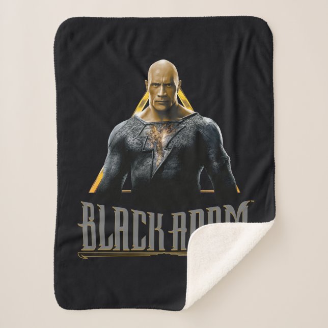 Black Adam Character and Name Graphic Sherpa Blanket (Front)