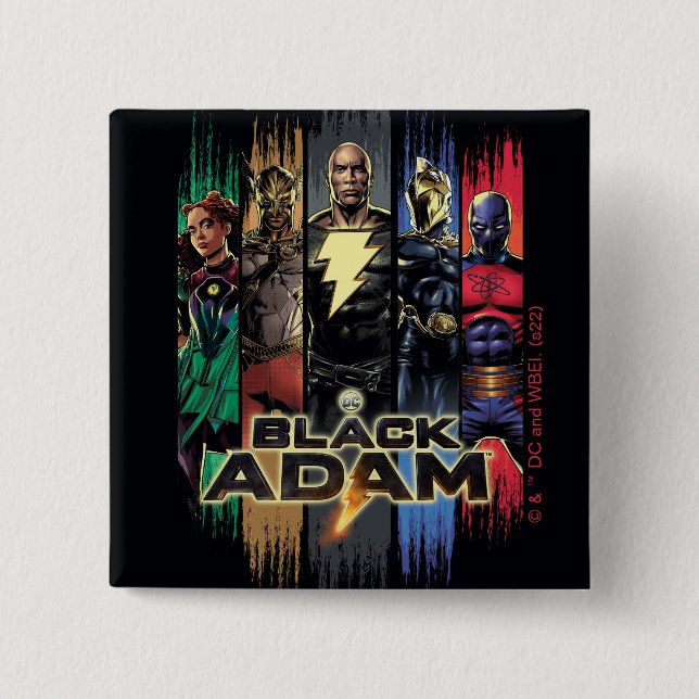 Black Adam Characters In Stripes Graphic 15 Cm Square Badge (Front)