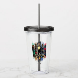 Black Adam Characters In Stripes Graphic Acrylic Tumbler