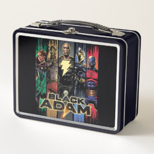 Black Adam Characters In Stripes Graphic Metal Lunch Box