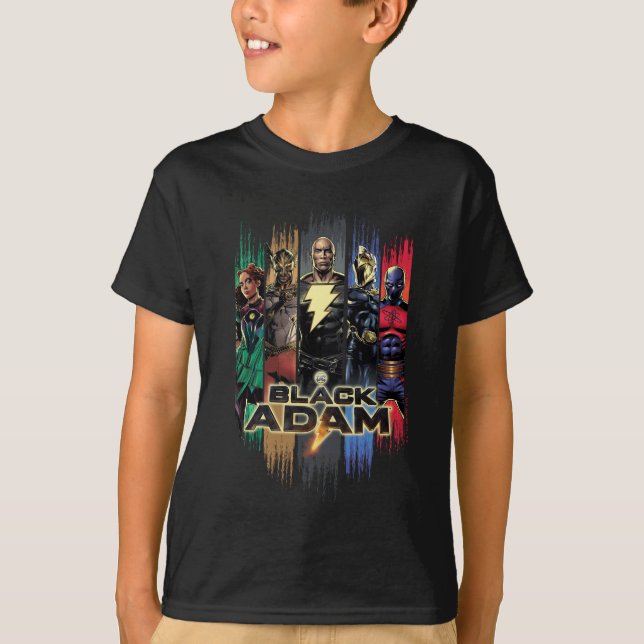 Black Adam Characters In Stripes Graphic T-Shirt (Front)