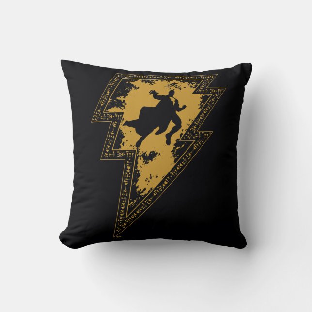 Black Adam Distressed Lightning Bolt Graphic Cushion (Front)