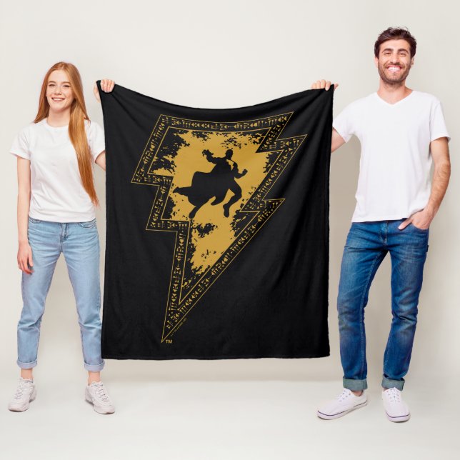 Black Adam Distressed Lightning Bolt Graphic Fleece Blanket (In Situ)