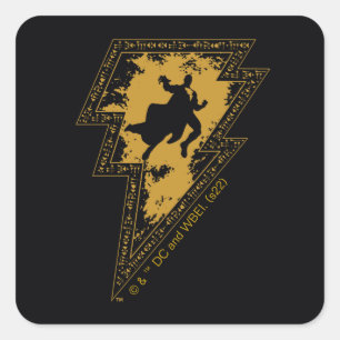 Black Adam Distressed Lightning Bolt Graphic Square Sticker