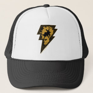Black Adam Distressed Lightning Bolt Graphic Trucker Hat