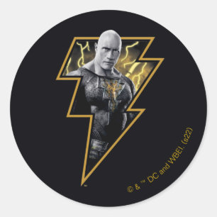 Black Adam Gray and Gold Lightning Graphic Classic Round Sticker