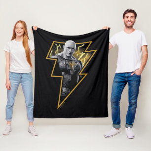 Black Adam Gray and Gold Lightning Graphic Fleece Blanket