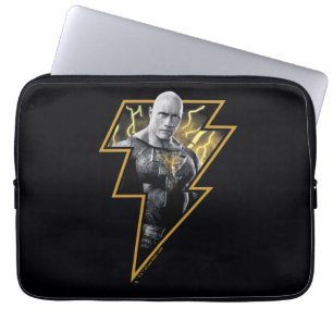 Black Adam Gray and Gold Lightning Graphic Laptop Sleeve