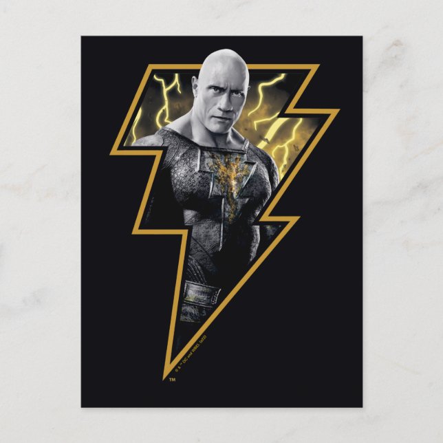 Black Adam Gray and Gold Lightning Graphic Postcard (Front)
