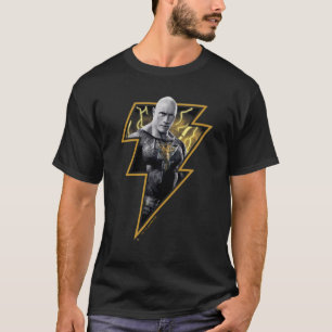 Black Adam Gray and Gold Lightning Graphic T-Shirt