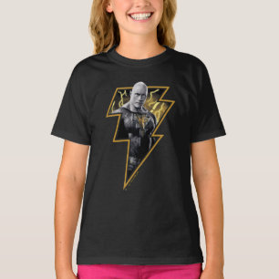 Black Adam Gray and Gold Lightning Graphic T-Shirt