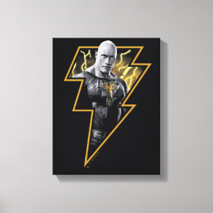 Black Adam Grey and Gold Lightning Graphic Canvas Print