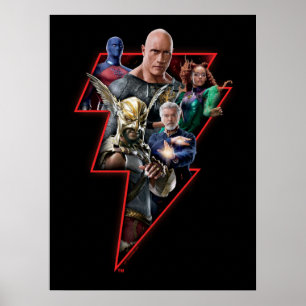 Black Adam Group Lightning Graphic Poster