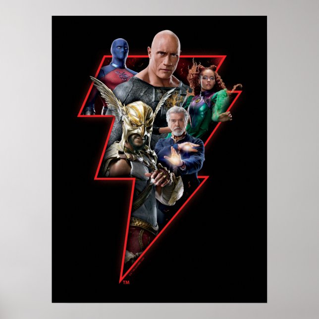 Black Adam Group Lightning Graphic Poster (Front)