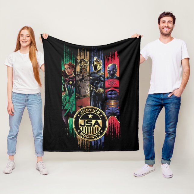 Black Adam Justice Society Heroes In Stripes Fleece Blanket (In Situ)