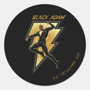 Black Adam Lightning Bolt Character Illustration Classic Round Sticker