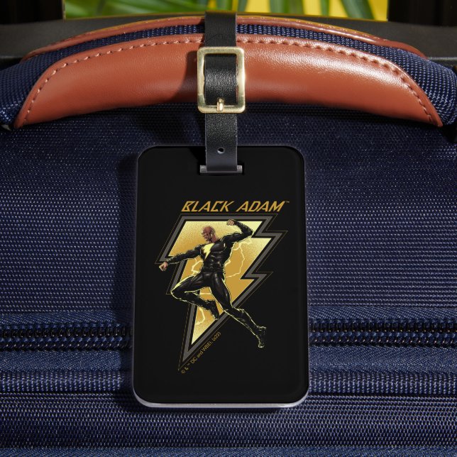 Black Adam Lightning Bolt Character Illustration Luggage Tag (Front Insitu 2)