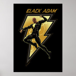 Black Adam Lightning Bolt Character Illustration Poster